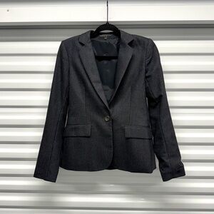 Theory Pinstripe Virgin Wool Blazer Made in USA Tailored Career Jacket